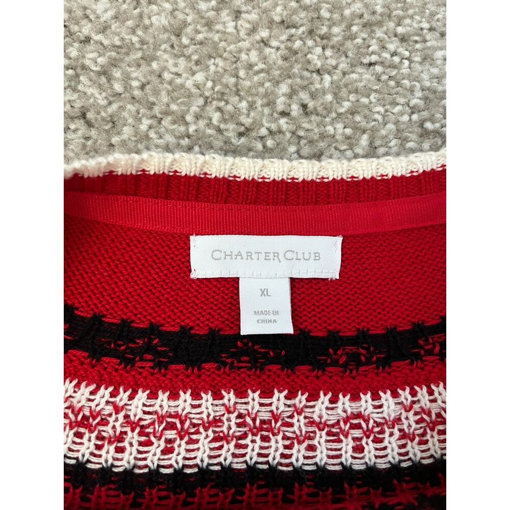 Charter Club Scottie Dog Fair Isle Sweater Novelty Christmas Holiday Red Size XL - Picture 9 of 14